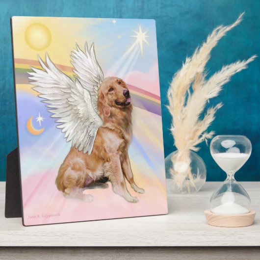 Gouden Retriever Engel (B1) Fotoplaat (Zijkant)