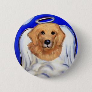 Gouden Retriever Engel Ronde Button 5,7 Cm