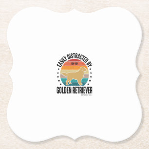 Gouden Retriever gemakkelijk afgeleid Vintage Hond Kartonnen Onderzetters