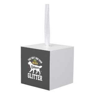 Gouden Retriever Glitter Hondenhaar Ontwerp Kubus Ornament