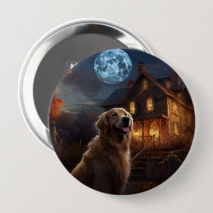 Gouden Retriever Halloween Eng Ronde Button 4,0 Cm