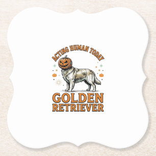 Gouden Retriever Halloween Pompoen Hond Kostuum Sh Kartonnen Onderzetters