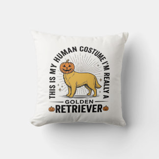 Gouden Retriever Halloween Pompoen Kostuum Ontwerp Kussen