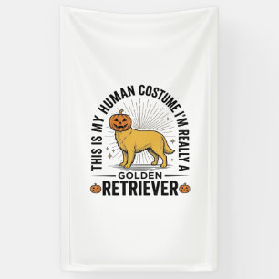 Gouden Retriever Halloween Pompoen Kostuum Ontwerp Spandoek