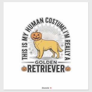 Gouden Retriever Halloween Pompoen Kostuum Ontwerp Sticker