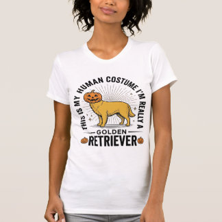 Gouden Retriever Halloween Pompoen Kostuum Ontwerp T-shirt