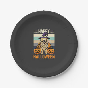 Gouden Retriever Halloween Vintage Pompoen Ontwerp Papieren Bordje