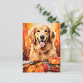Gouden Retriever Herfst Thanksgiving  Briefkaart (Staand voorkant)