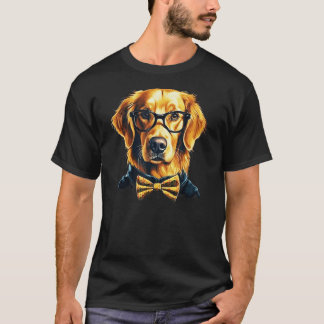 Gouden Retriever Hond Draagt Bril T-shirt