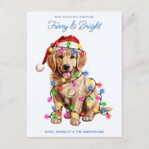 Gouden Retriever Hond Gepersonaliseerde Furry & Br Feestdagenkaart