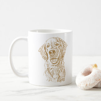 Gouden Retriever Hond Gepersonaliseerde Hand Drawi Koffiemok