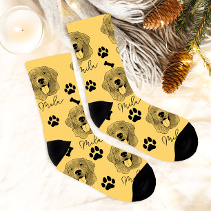 Gouden Retriever Hond Gepersonaliseerde Hand Drawi Sokken