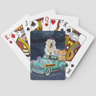 Gouden Retriever Hond Halloween Vrachtwagen Schrik Pokerkaarten
