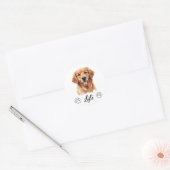 Gouden Retriever Hond Handtekening Gepersonaliseer Ronde Sticker (Envelop)