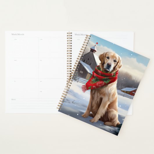 Gouden Retriever Hond in Sneeuw Kerstmis Planner (Display)