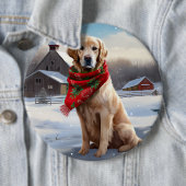 Gouden Retriever Hond in Sneeuw Kerstmis Ronde Button 6,0 Cm (In situ)