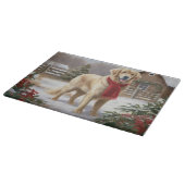 Gouden Retriever Hond in Sneeuw Kerstmis Snijplank (Hoek)