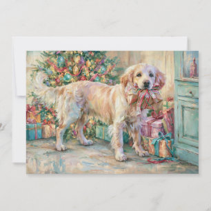 Gouden Retriever-hond Kerstdagcadeaus presenteert  Feestdagenkaart