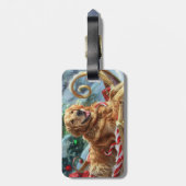 Gouden Retriever Hond Kerstfeest Bagagelabel (Achterkant verticaal)