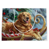 Gouden Retriever Hond Kerstfeest Groot Cadeauzakje (Voorkant)