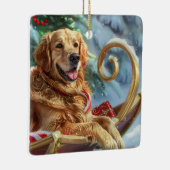 Gouden Retriever Hond Kerstfeest Keramisch Ornament (Rechts)