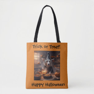 Gouden retriever hond kookt Halloween diner Draagtas