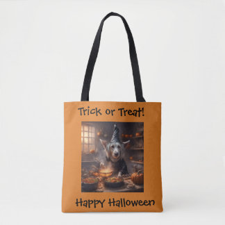 Gouden retriever hond kookt Halloween diner Draagtas