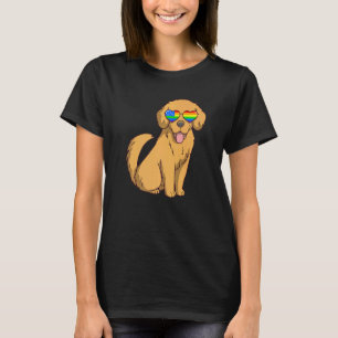 Gouden Retriever Hond Lgbt Regenboog Amerika Vlag T-shirt