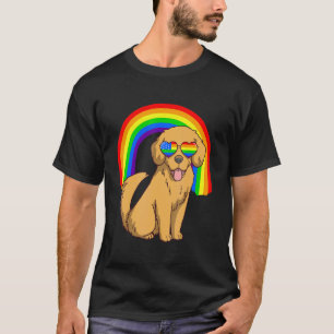 Gouden Retriever Hond Lgbt Regenboog Usa Us Vlag M T-shirt