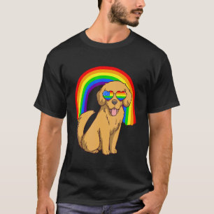 Gouden Retriever Hond Lgbt Regenboog Usa Vs Vlag M T-shirt