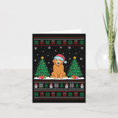 Gouden Retriever-hond met Kerstman-hoed Kerstboom Kaart (Voorkant)