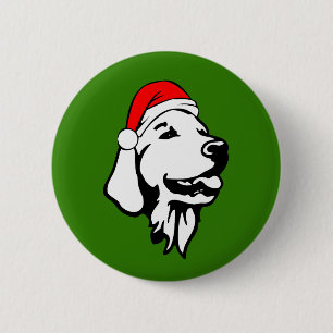 Gouden Retriever_Hond met Kerstmis Santa Hat Ronde Button 5,7 Cm