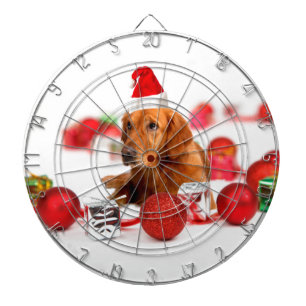 Gouden Retriever Hond Met Rode Kerstman Hoed Kerst Dartbord