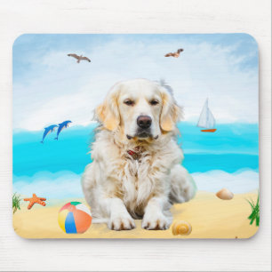 Gouden Retriever-hond op het strand Muismat