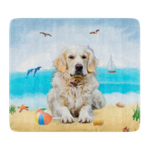 Gouden Retriever-hond op het strand Snijplank