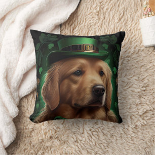 Gouden Retriever Hond op St. Patrick's Dag Kussen