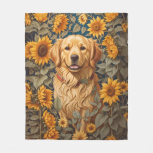 Gouden Retriever Hond Op Zonnebloemenveld Fleece Deken