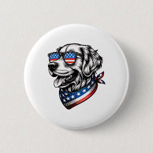 Gouden Retriever Hond Patriottisch 4 juli Amerika Ronde Button 5,7 Cm