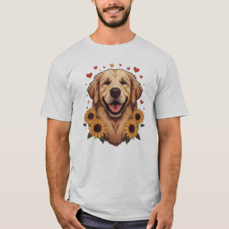 Gouden Retriever Hond Portret Bloemhartige Hond T-shirt
