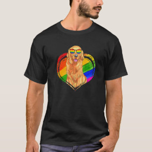 Gouden Retriever Hond Regenboog Hart Huisdier Gay  T-shirt