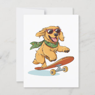 Gouden Retriever-hond Skateboarden Briefkaart