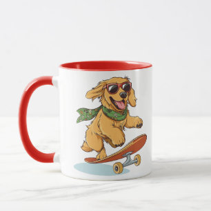 Gouden Retriever Hond Skateboarden Mok