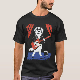 Gouden Retriever-hond speelt elektrische gitaar la T-shirt
