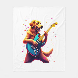Gouden Retriever hond speelt elektrische gitaar Ro Fleece Deken