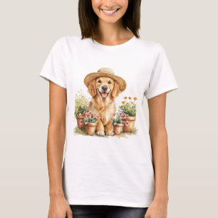Gouden Retriever Hond Tuinieren Bloempotten T-shirt