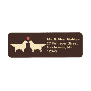 Gouden Retriever Honden Silhouetten met Hart Koppe Etiket