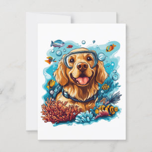 Gouden Retriever Honden Snorkelen Koraalrif Briefkaart
