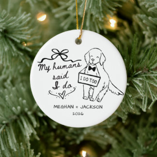 Gouden Retriever Huwelijksornament Keramisch Ornament
