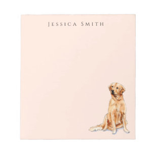 Gouden Retriever illustratie op Roze Notitieblok