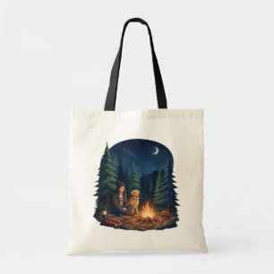 Gouden Retriever Kampeer Kampvuur Boodschappentas Tote Bag